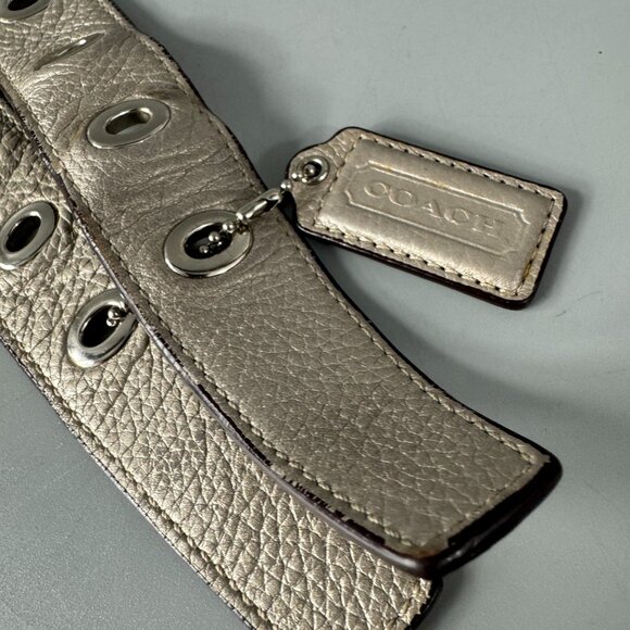Coach Light Metallic Gray Long Wide Strap & Fob - Picture 2 of 12